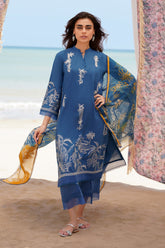 Sahar Unstitched 3-Piece Embroidered Lawn Suit with Silk Dupatta – Royal Blue